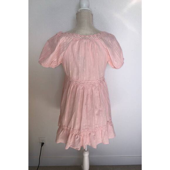 Lulus' So Darling Light Pink Dotted Puff Sleeve Ruffled Mini Dress - S - Picture 3 of 5